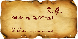 Koháry Györgyi névjegykártya